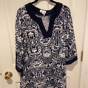 Jude Connally navy/white print dress